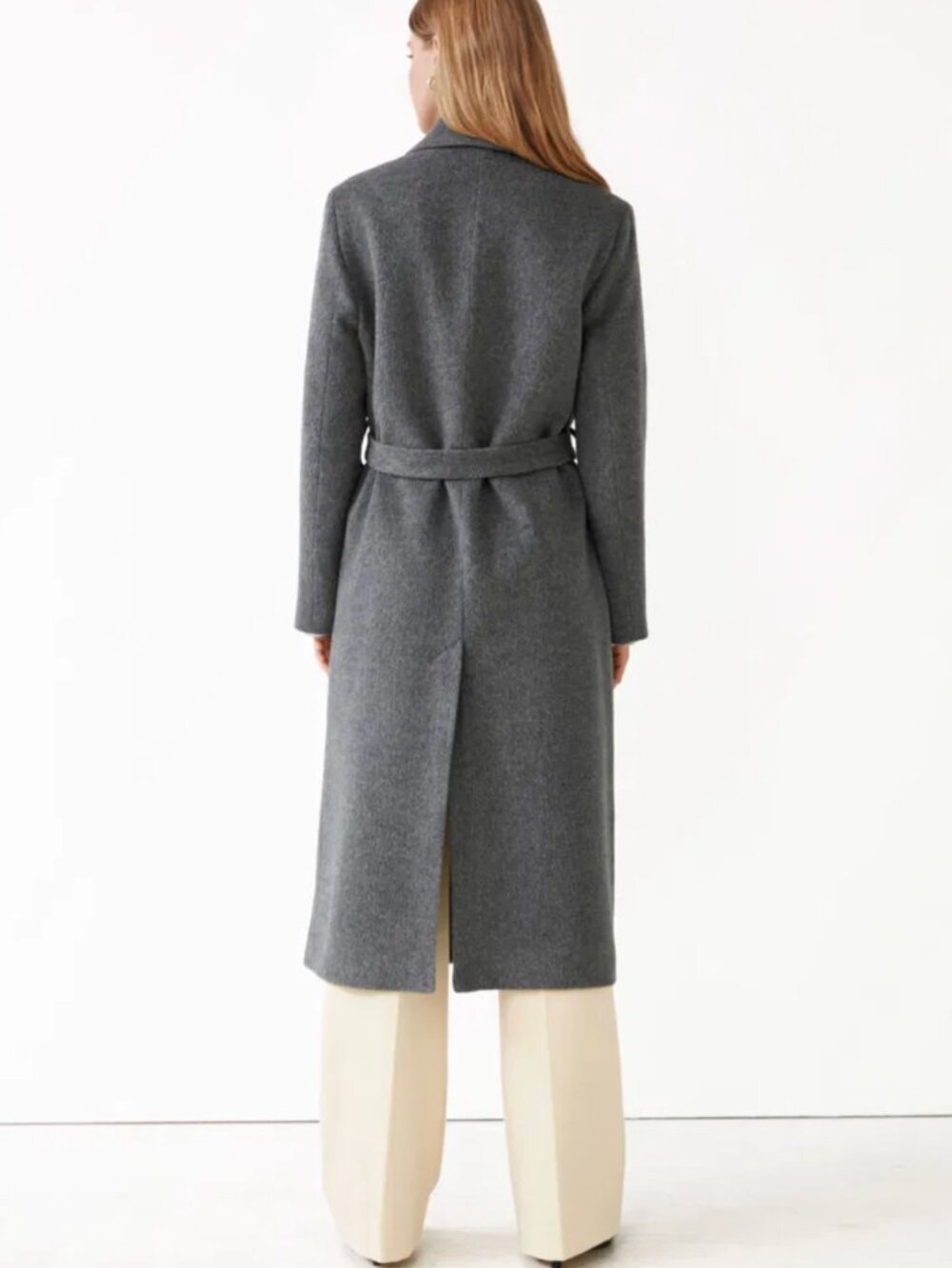 & OTHER STORIES Relaxed Alpaca Blend Coat Wool Belted Trench Long Gray $249.00 - Picture 6 of 16
